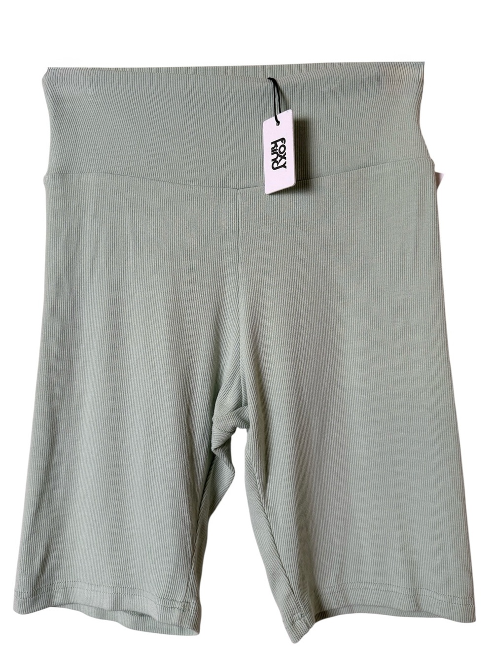 NWT Foxy Kind Small Ribbed High-Waist Shorts in Light Sage